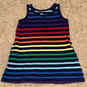 Primary rainbow Striped Kids dress with pockets